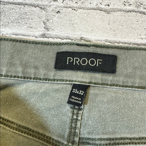 Proof mens 33x32 green faded cotton blend stretch outdoor denim jeans - Picture 2 of 9